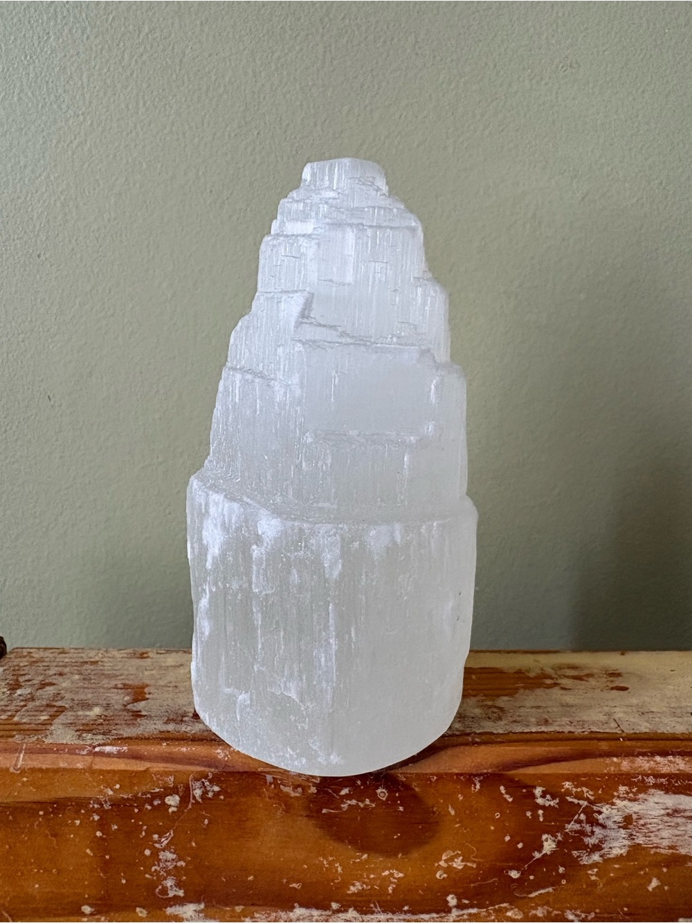 White Selenite Tower Crystal Sculpture - Home Art